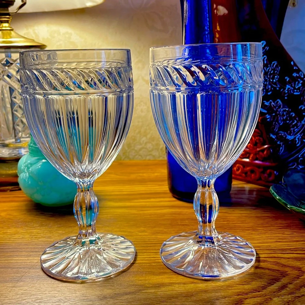Set of 2 Mikasa Italian countryside water goblets wine glasses